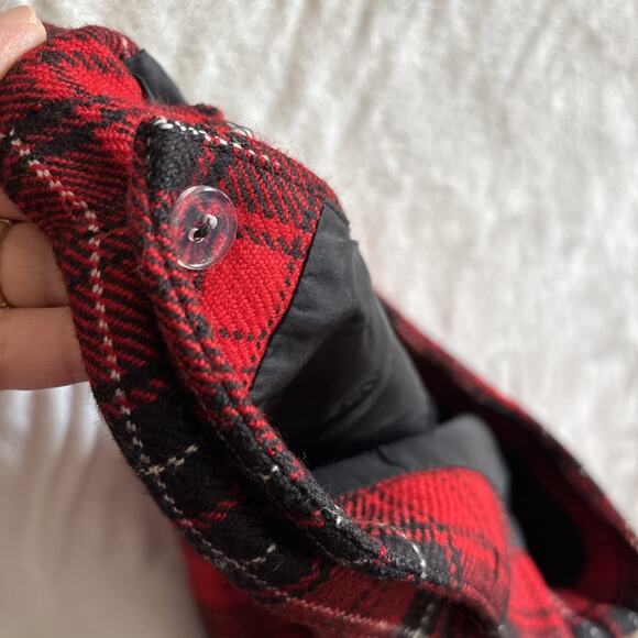 Vintage Rafaella Wool Maxi Red Tartan Plaid Wrap Skirt Size 8 Fringe Blanket - Picture 10 of 10